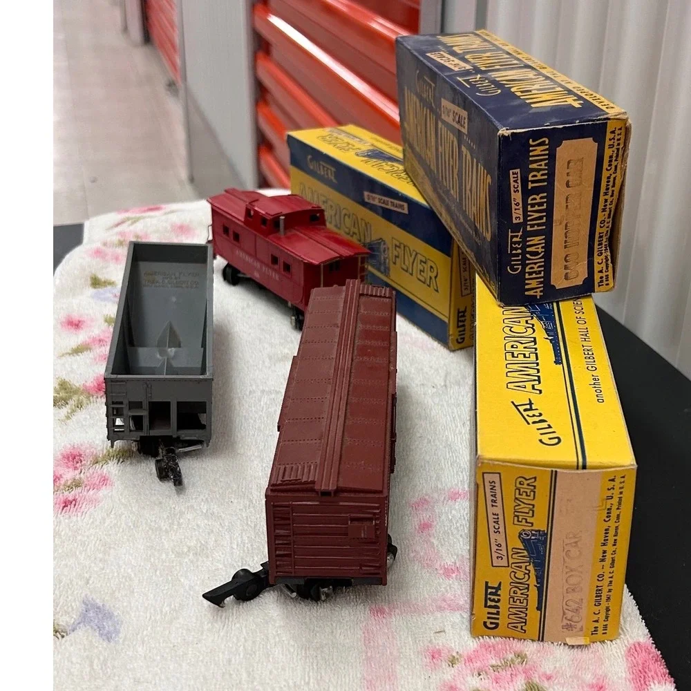 Vintage American Flyer S Scale Train Car Lot 638 640 642 AC Gilbert w Boxes
